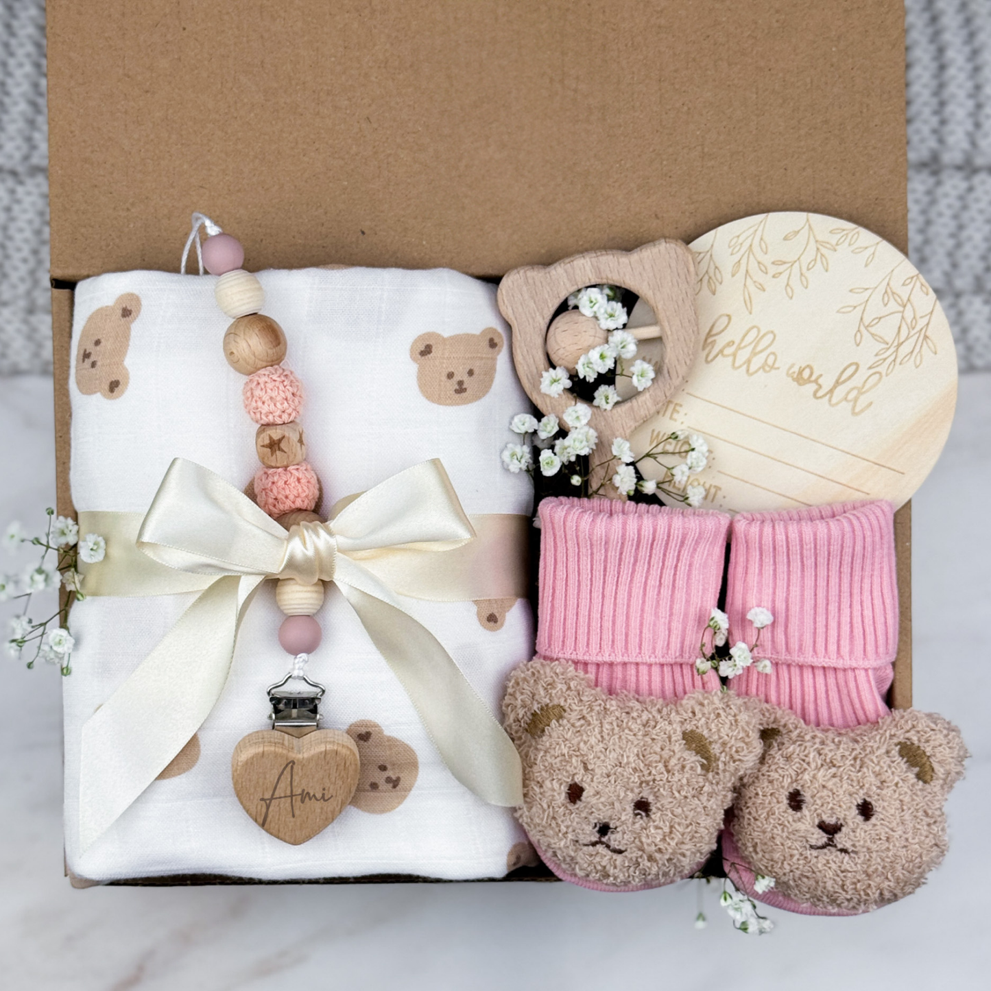 Teddy Bear Baby Box | Pink