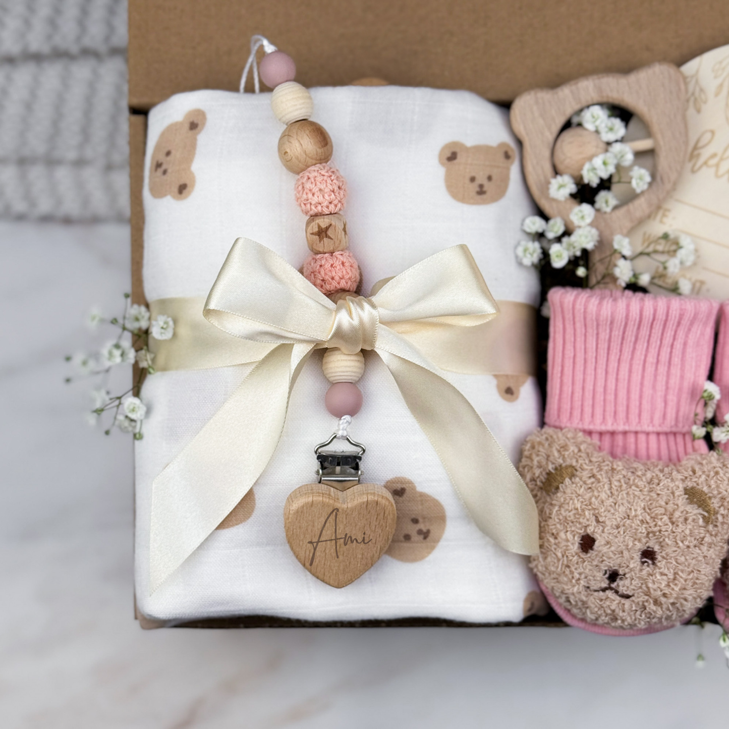 Teddy Bear Baby Box | Pink