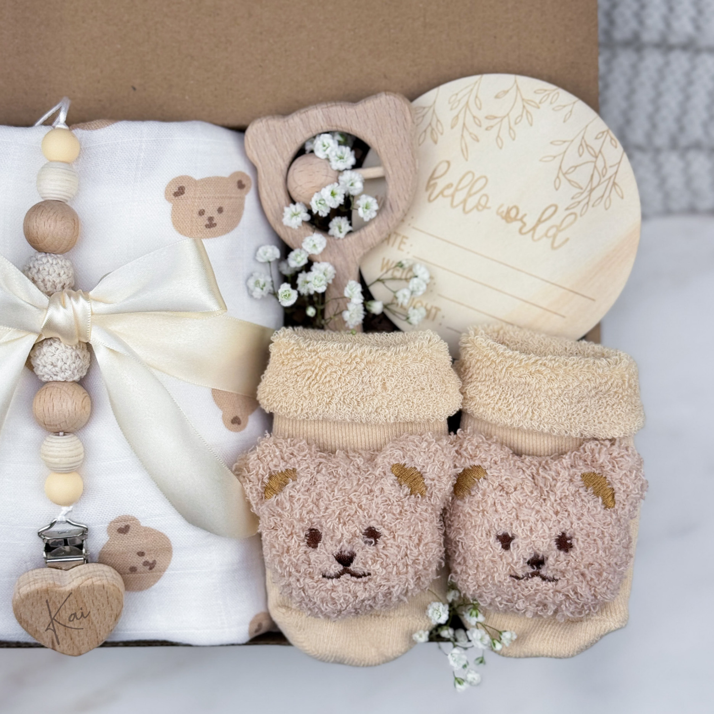 Teddy Bear Baby Box | Beige