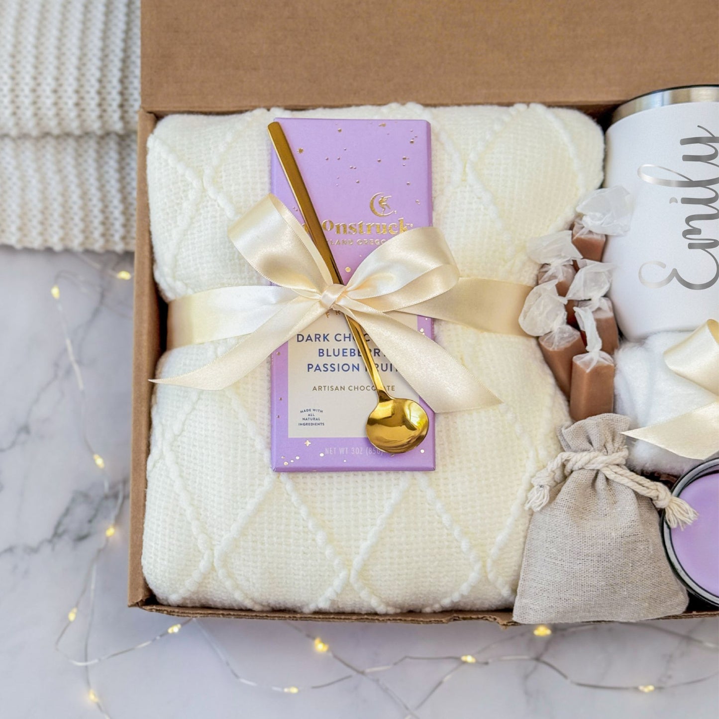 Spa Gift Box with Name Tumbler | Purple