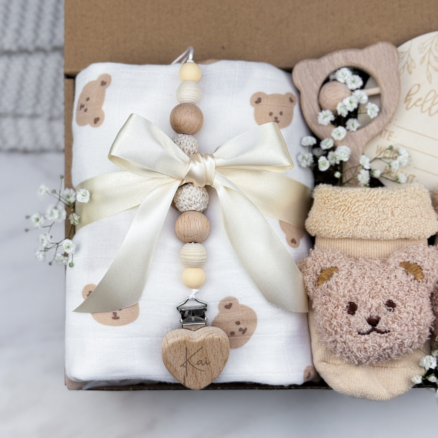 Teddy Bear Baby Box | Beige