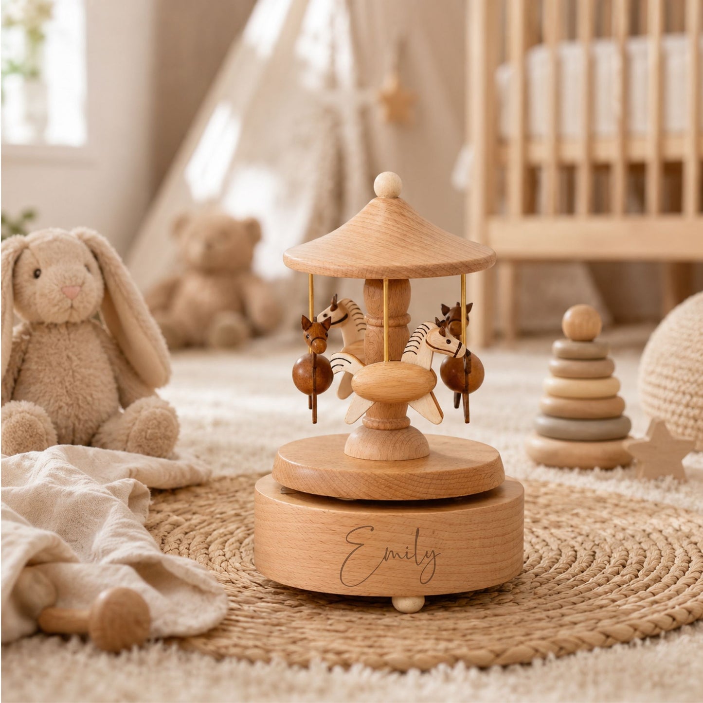Wooden Baby Music Box | Carousel