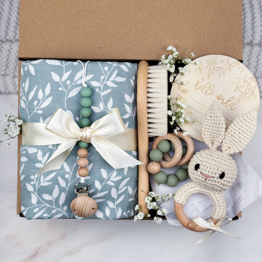 Blue Leaves Baby Gift Set