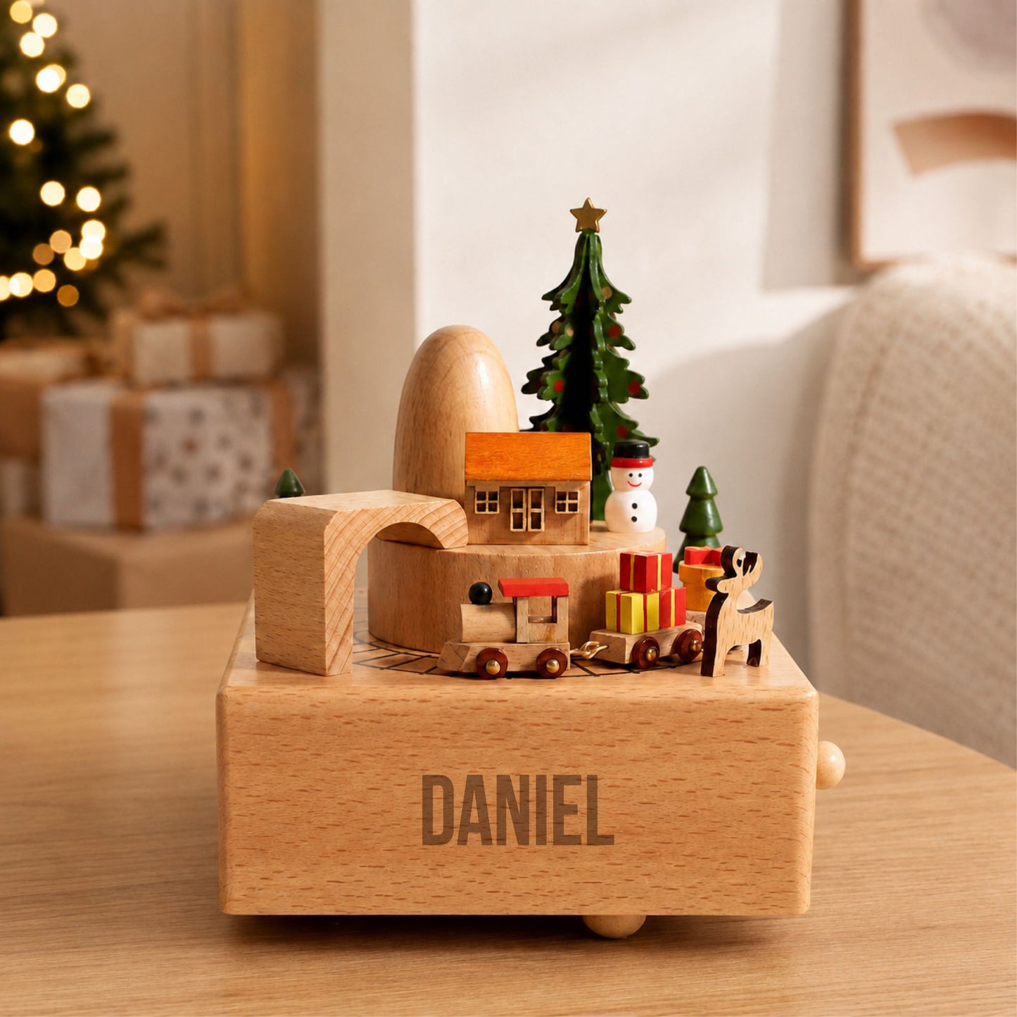 Wooden Nursery Music Box | Christmas Train
