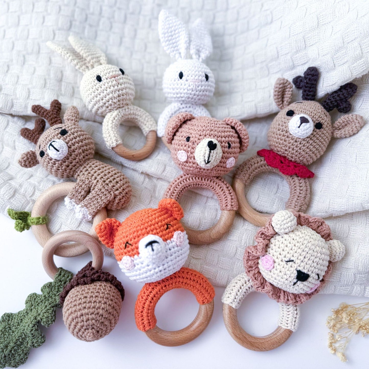 Crochet Animal Rattle with Name Personalization