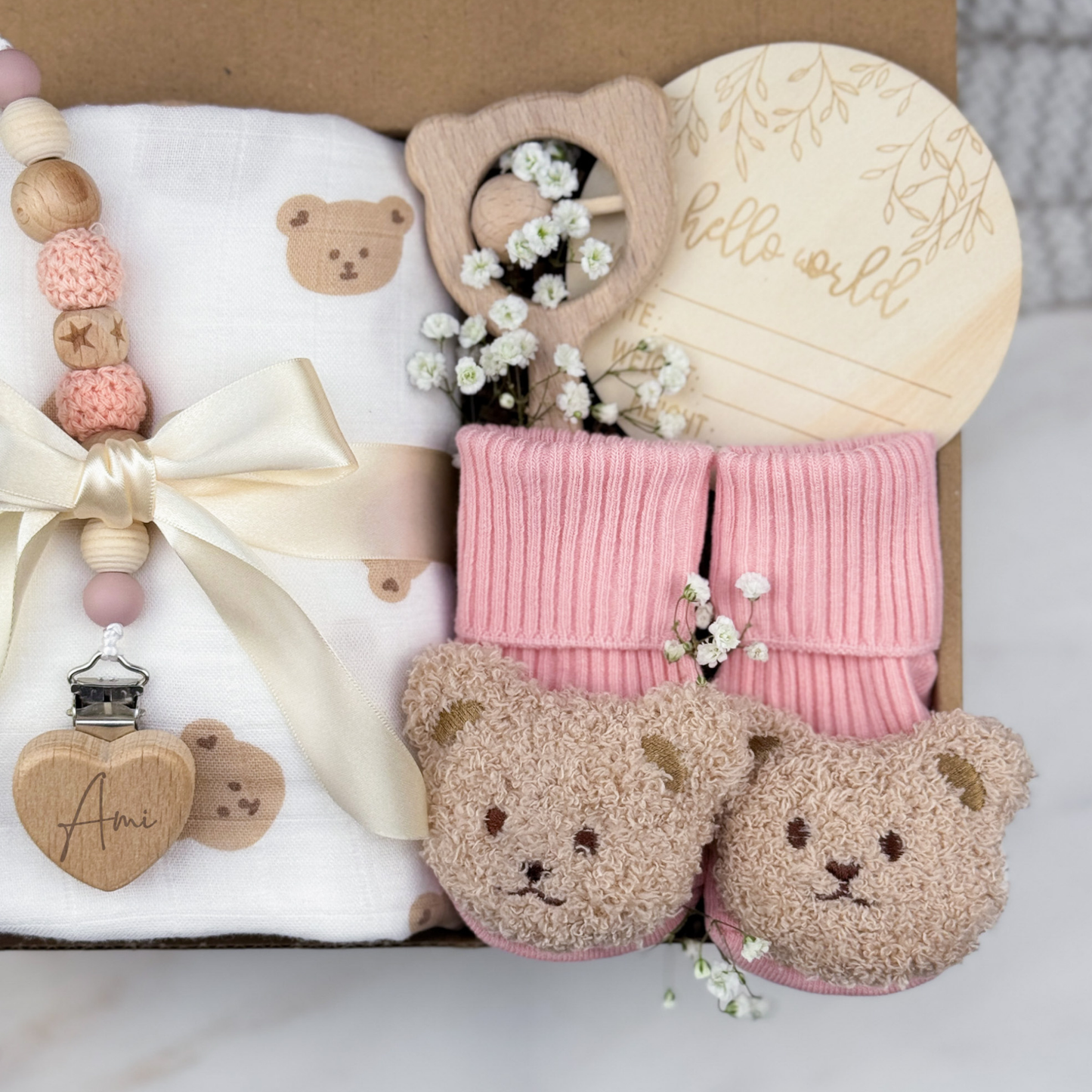 Teddy Bear Baby Box | Pink