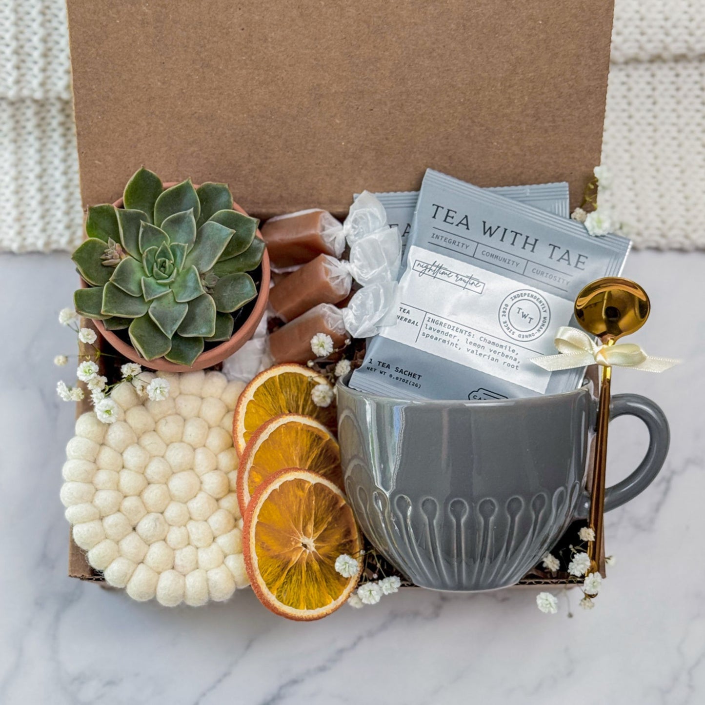 Self-Care Tea Box with Succulent