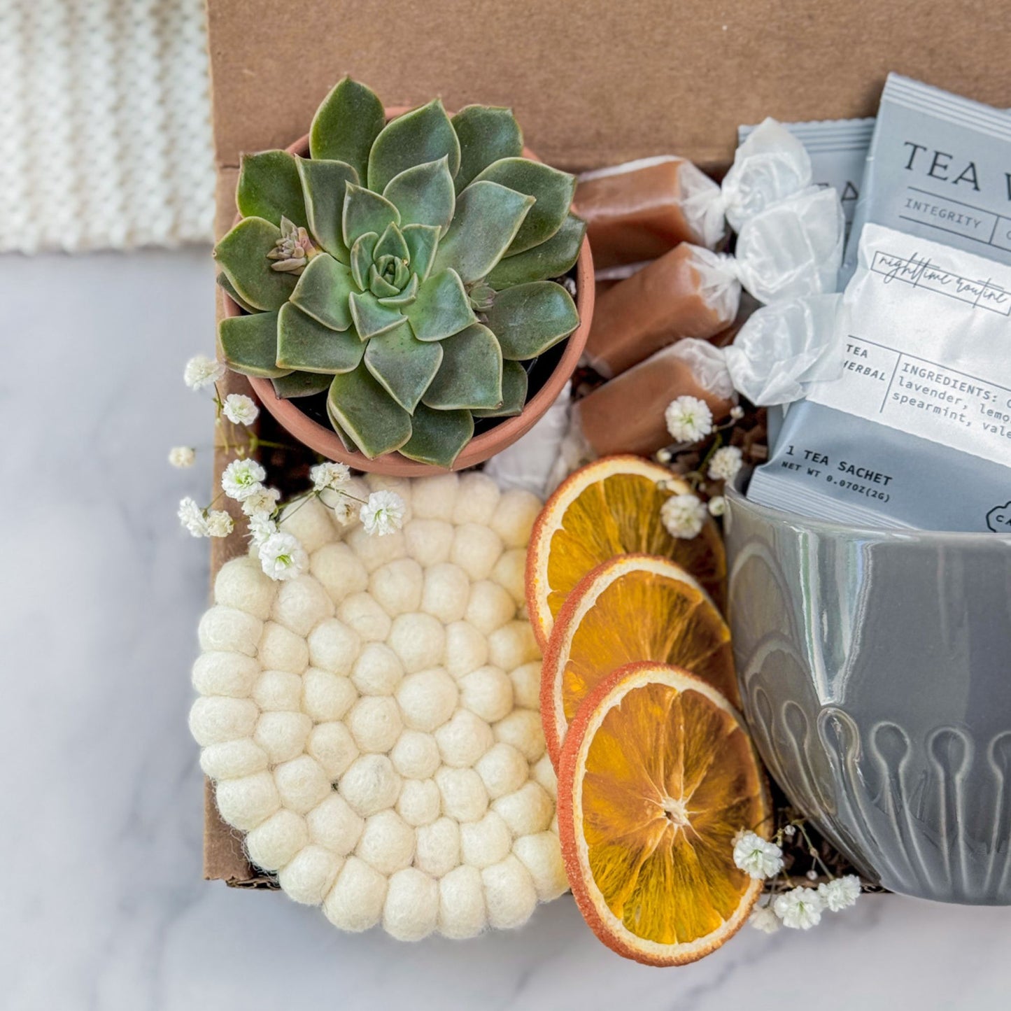 Self-Care Tea Box with Succulent
