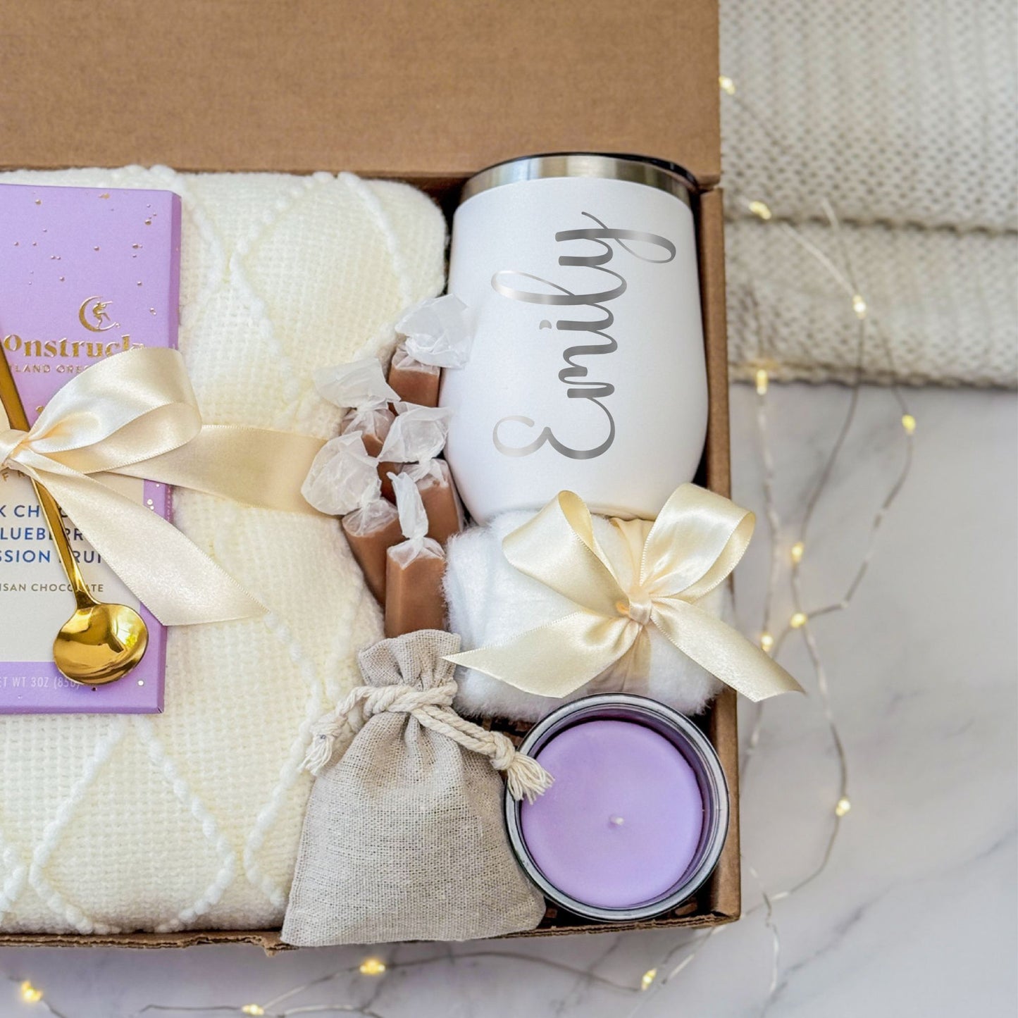 Spa Gift Box with Name Tumbler | Purple