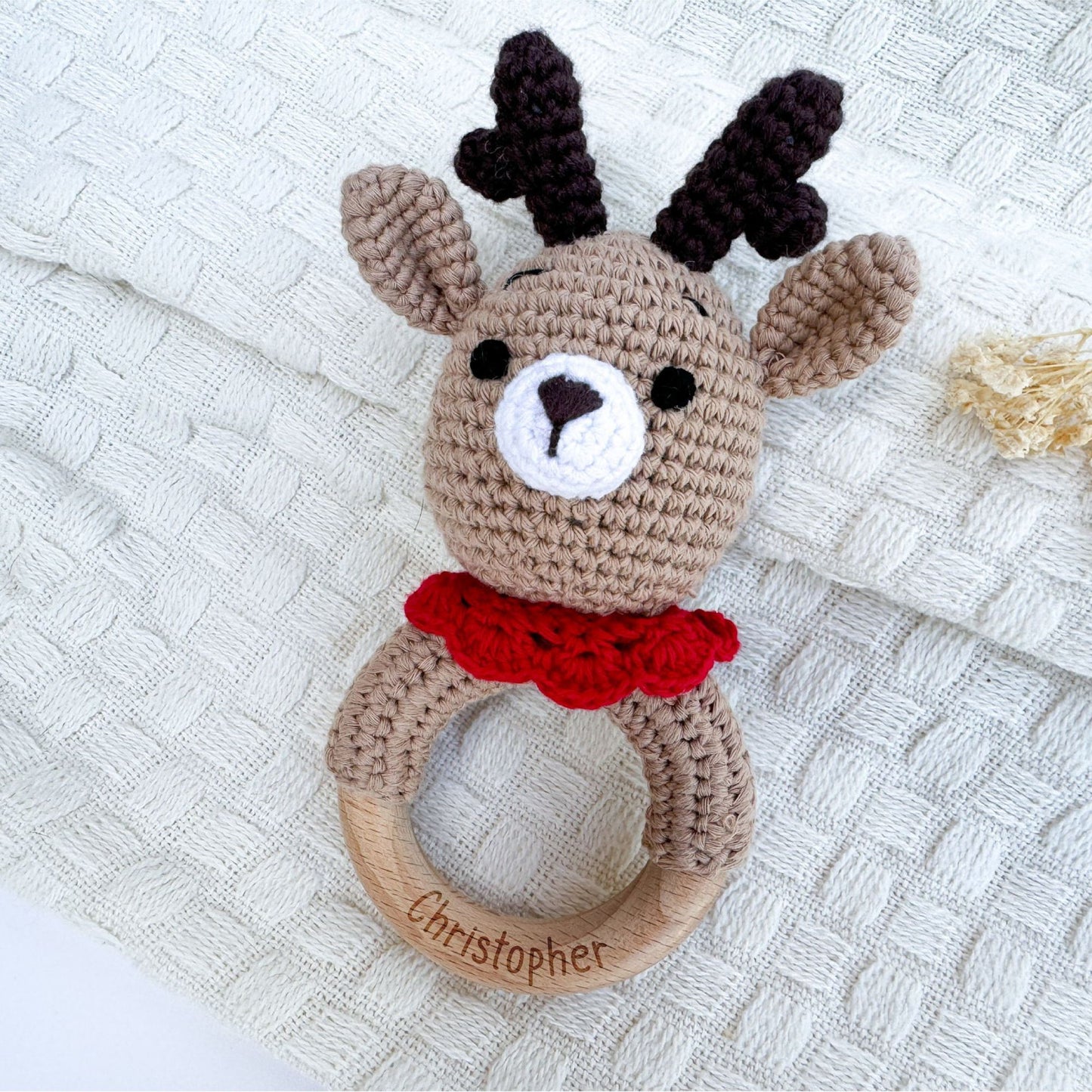 Crochet Animal Rattle with Name Personalization