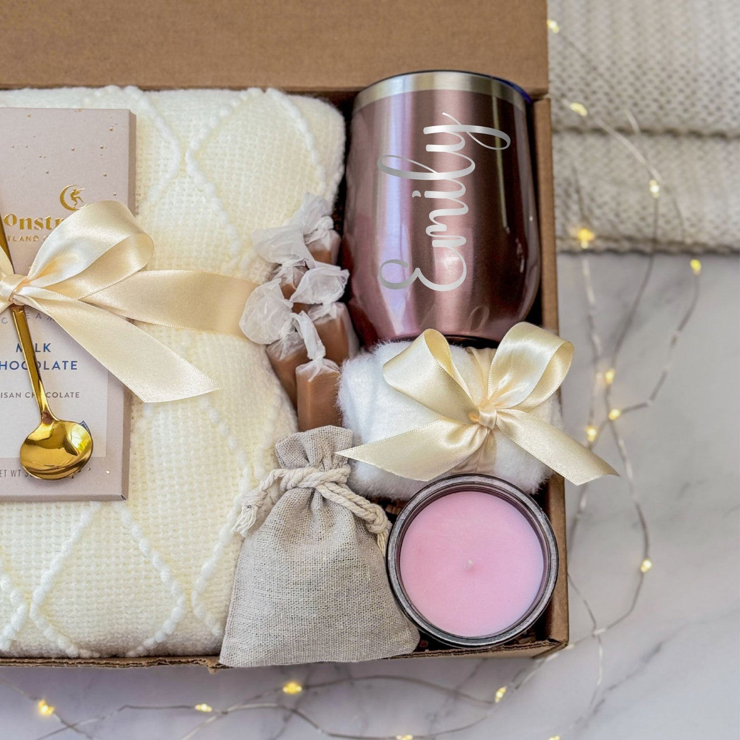 Spa Gift Box with Name Tumbler | Rose Gold