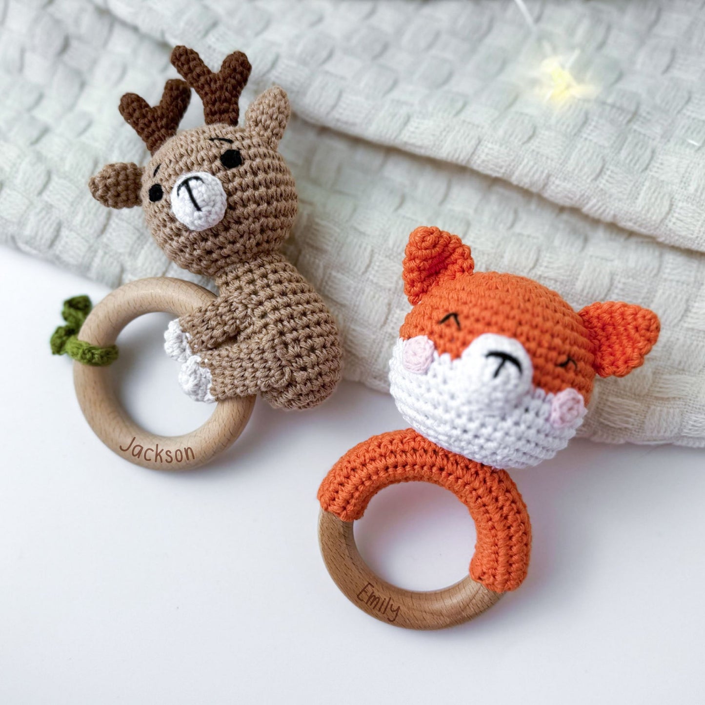 Crochet Animal Rattle with Name Personalization